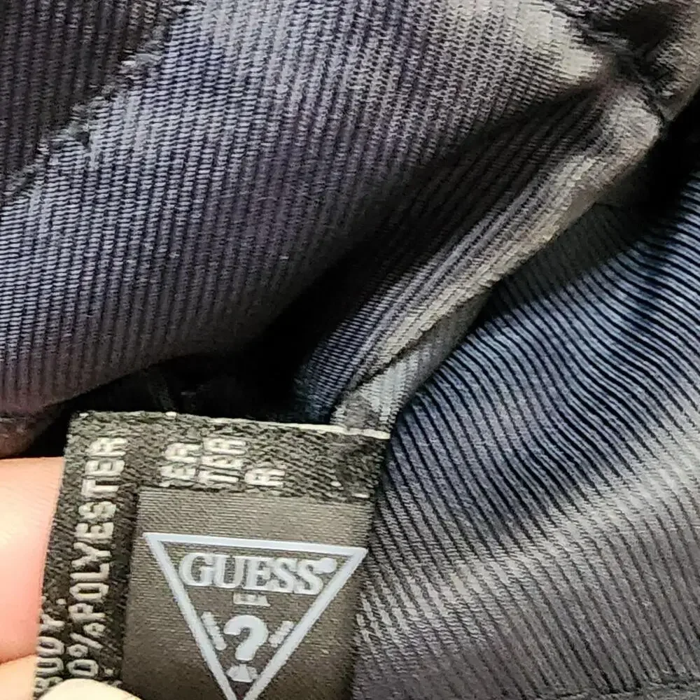 GUESS Pea Coat Mens Medium Black Wool Blend Quilted Double Breasted Winter